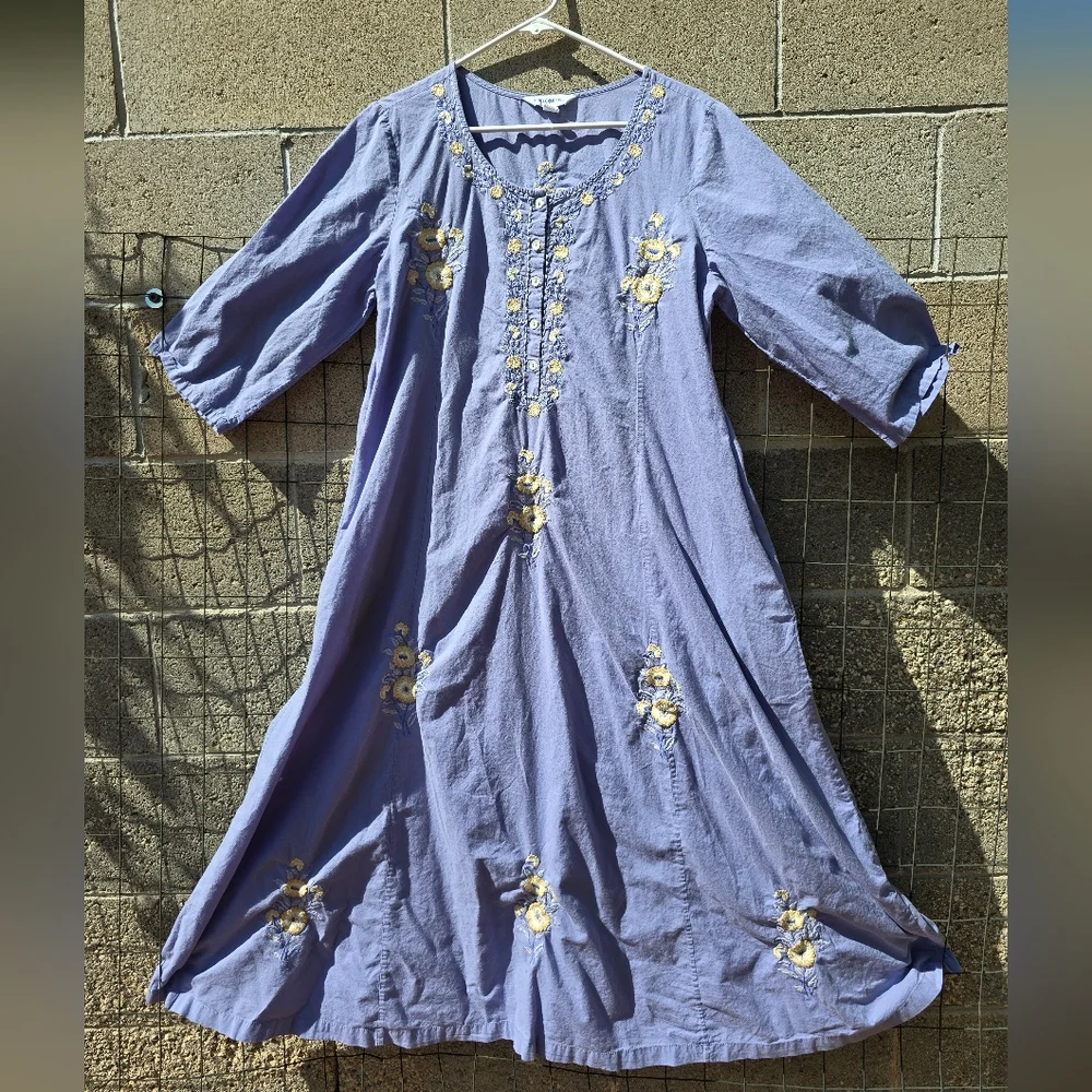 April Cornell Purple Floral Embroidered Dress - Picture 1 of 6